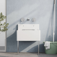 [BKS233W] Single Bowl Fireclay Cleaner Sink with Grid - 515mm x 382mm x 393mm & Compatible Waste - Chrome - Balterley - Lifestyle 1