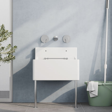 [BKS233W] Single Bowl Fireclay Cleaner Sink with Grid - 515mm x 382mm x 393mm & Compatible Waste - Chrome - Balterley - Lifestyle 1