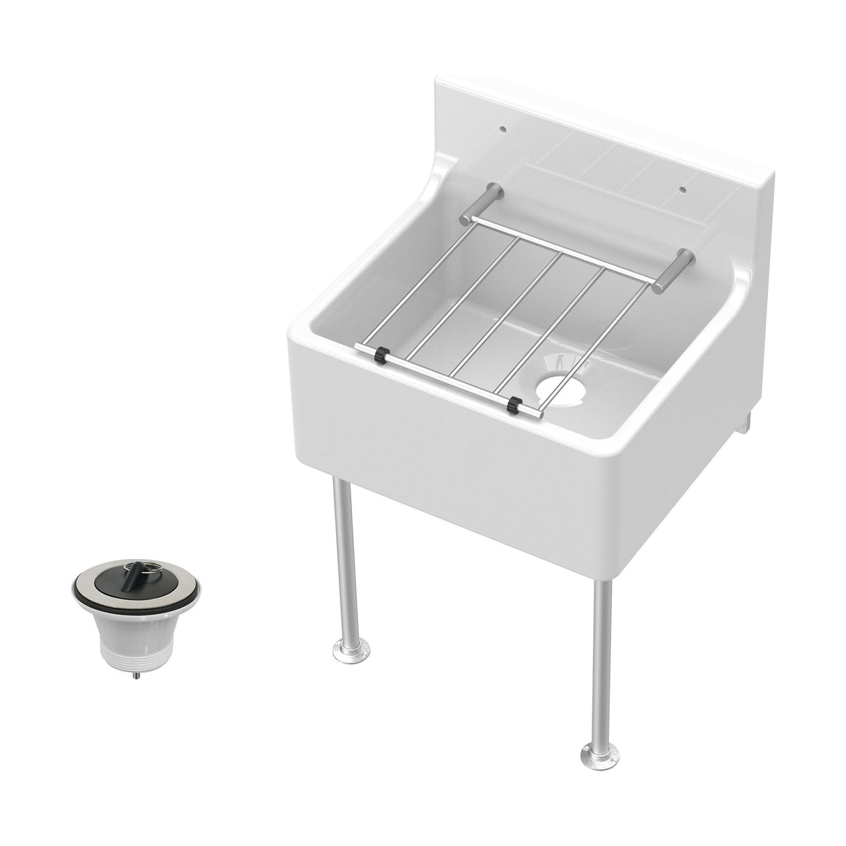 [BKS234WL] Single Bowl  Fireclay Ceramic Cleaner Sink w.Grid - Multiple Sizes and Accessories - Cutout
