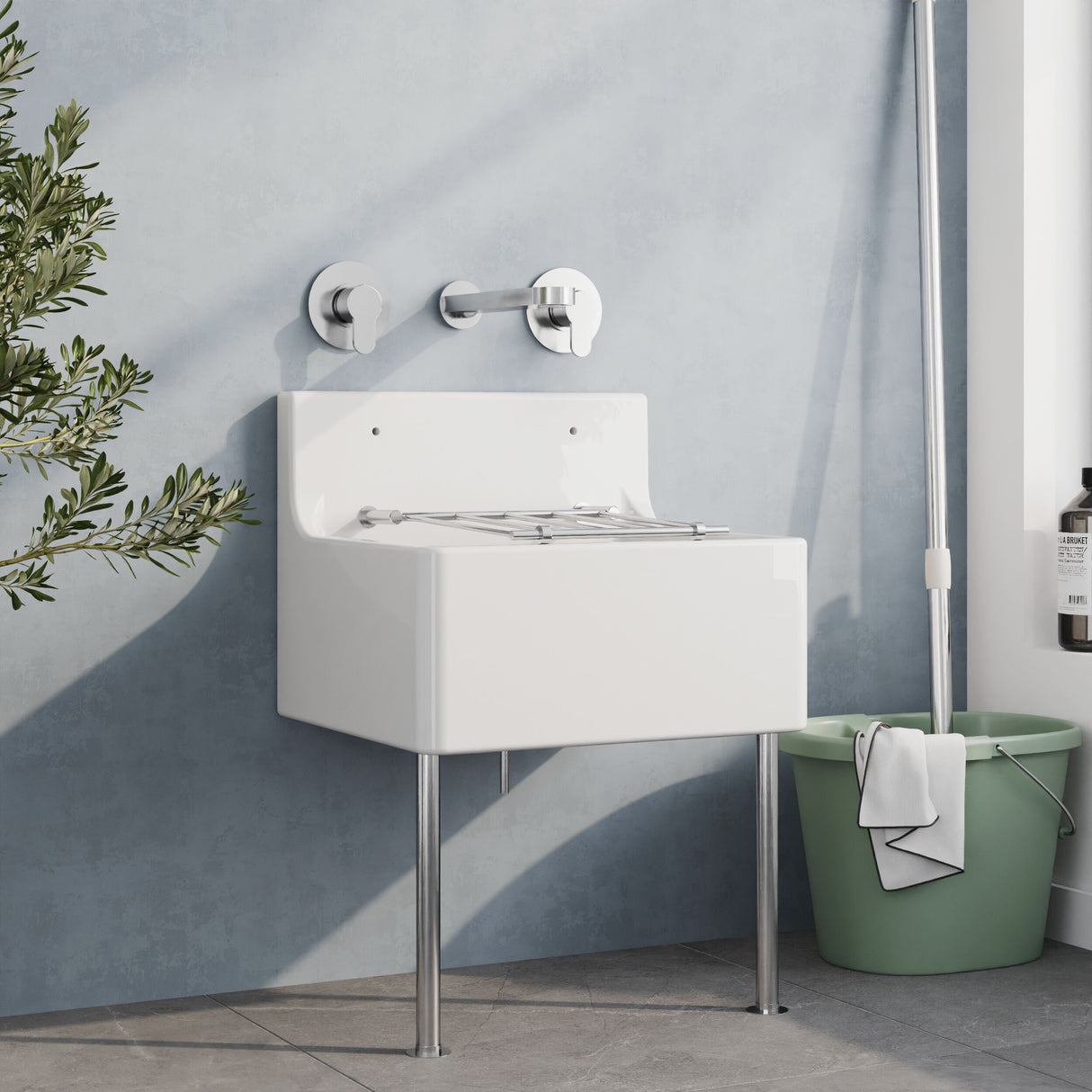 [BKS234WL] Single Bowl  Fireclay Ceramic Cleaner Sink w.Grid - Multiple Sizes and Accessories - Lifestyle 3