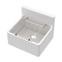 [BKS234] Single Bowl  Fireclay Ceramic Cleaner Sink w.Grid - Multiple Sizes and Accessories - Cutout