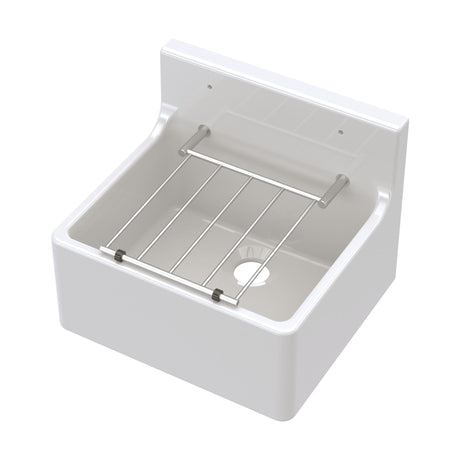 [BKS234] Single Bowl  Fireclay Ceramic Cleaner Sink w.Grid - Multiple Sizes and Accessories - Cutout