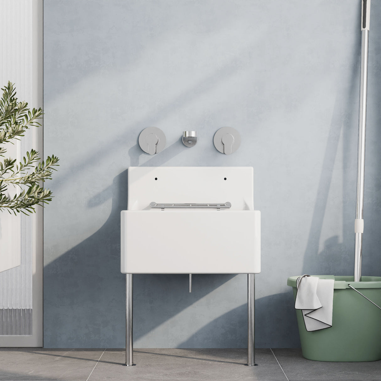 [BKS234] Single Bowl  Fireclay Ceramic Cleaner Sink w.Grid - Multiple Sizes and Accessories - Lifestyle 1