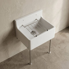 [BKS234] Single Bowl  Fireclay Ceramic Cleaner Sink w.Grid - Multiple Sizes and Accessories - Silo