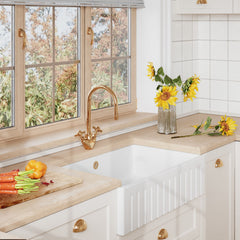 [BKS237] Traditional Fireclay Kitchen Single Bowl Fluted Front Butler Sink with Overflow - 795mm - Lifestyle 3