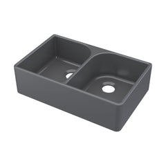 [BKS238] Double Bowl Fireclay Ceramic Butler Kitchen Sink with Full Weir - 795mm - Choice of Colour - Cutout