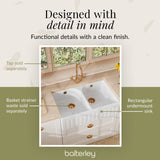Fireclay Ceramic Kitchen Double Bowl Fluted Front Butler Sink with Full Weir