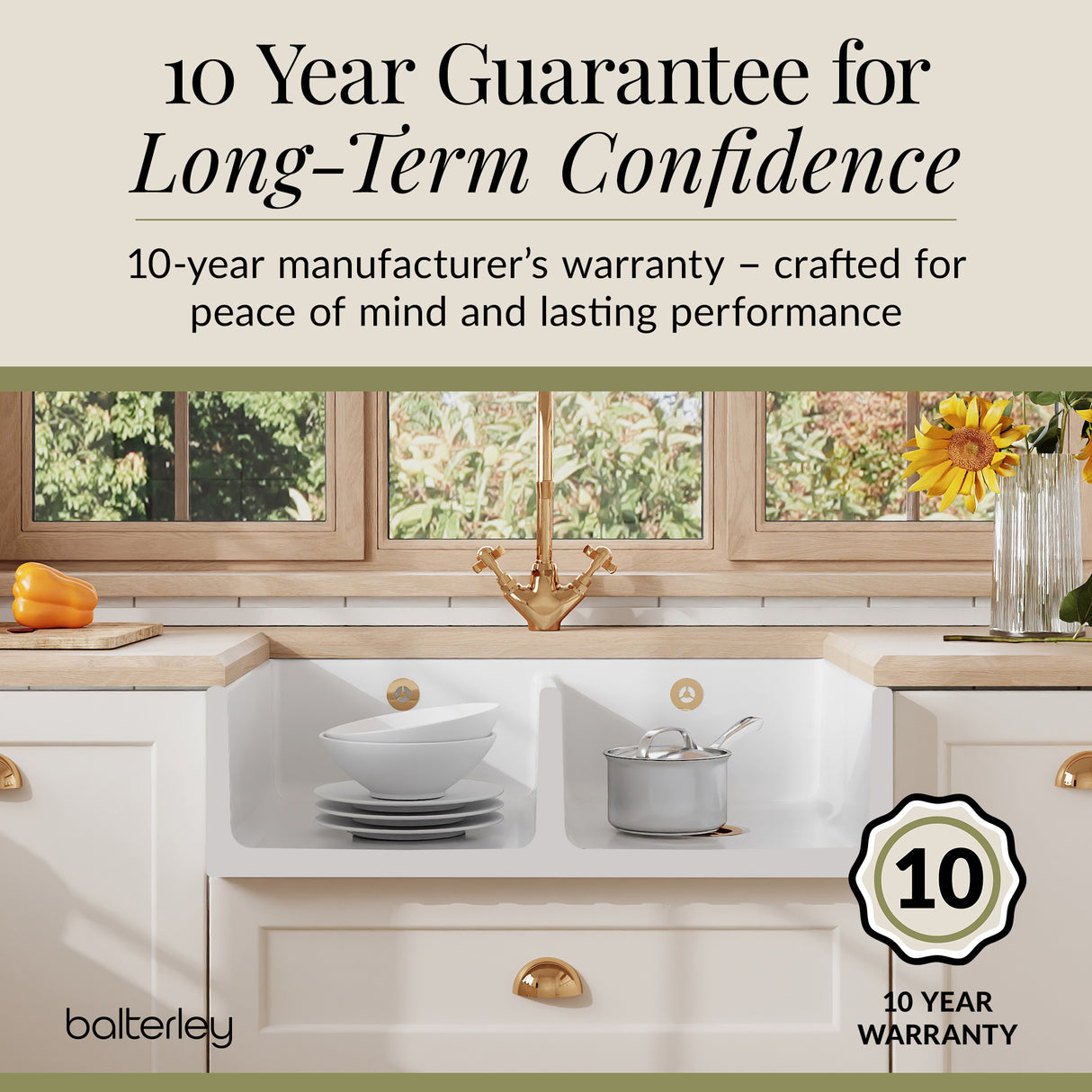 Fireclay Ceramic Kitchen Double Bowl Fluted Front Butler Sink with Full Weir