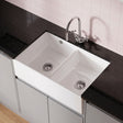[BKS240W] Double Bowl Fireclay Butler Kitchen Sink with Stepped Weir and Overflow - 795mm - Choice of Wastes - Silo