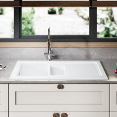[BKS246] 101cm Inset Counter Top Fireclay Ceramic Kitchen Sink - Multiple Options Available - Lifestyle 1