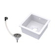 [BKS250W3] Balterley Fireclay Ceramic Single Bowl Square Undermount Kitchen Sink with Overflow and Brushed Nickel Strainer Waste, 457mm - Cutout
