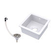[BKS250W] Fireclay Ceramic Single Bowl Square Undermount Kitchen Sink with Overflow and Chrome Strainer Waste, 457mm - White - Cutout