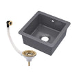 [BKS251W1] Balterley Dark Grey Fireclay Ceramic Single Bowl Square Undermount Kitchen Sink with Overflow and Brushed Brass Waste, 457mm - Cutout