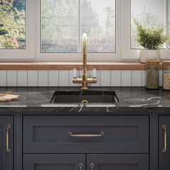 [BKS251W1] Fireclay Ceramic Single Bowl Square Undermount Kitchen Sink with Overflow, 457mm, Choice of Sink and Waste Finish