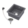 [BKS251W2] Balterley Dark Grey Fireclay Ceramic Single Bowl Square Undermount Kitchen Sink with Overflow and Brushed Pewter Waste, 457mm - Cutout