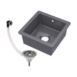 [BKS251W3] Balterley Dark Grey Fireclay Ceramic Single Bowl Square Undermount Kitchen Sink with Overflow and Brushed Nickel Waste, 457mm - Cutout