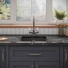 [BKS251W] Fireclay Ceramic Single Bowl Square Undermount Kitchen Sink with Overflow, 457mm, Choice of Sink and Waste Finish