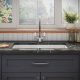 Single Bowl Fireclay Ceramic Square Undermount Kitchen Sink with Overflow