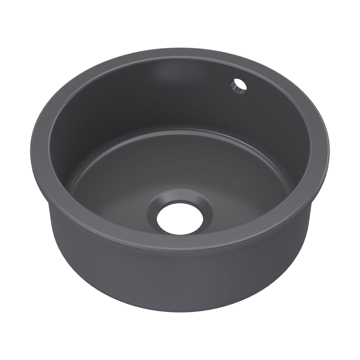 [BKS257] Fireclay Single Bowl Round Undermount Kitchen Sink, Central Waste Position & Overflow - 460mm - Multiple Colours Available - Cutout