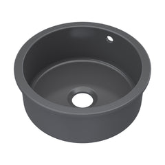 [BKS257] Fireclay Single Bowl Round Undermount Kitchen Sink, Central Waste Position & Overflow - 460mm - Multiple Colours Available - Cutout