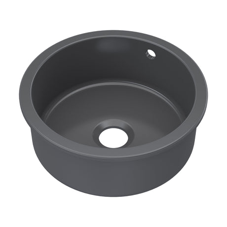 [BKS257] Fireclay Single Bowl Round Undermount Kitchen Sink, Central Waste Position & Overflow - 460mm - Multiple Colours Available - Cutout