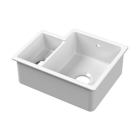 [BKS259] 1.5 Bowl Fireclay Ceramic Undermount Kitchen Sink with Overflow - 549mm - Available as Left or Right Hand - Cutout