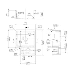 [BKS259] 1.5 Bowl Fireclay Ceramic Undermount Kitchen Sink with Overflow - 549mm - Available as Left or Right Hand - Technical Drawing