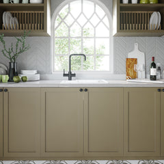 [BKS259] 1.5 Bowl Fireclay Ceramic Undermount Kitchen Sink with Overflow - 549mm - Available as Left or Right Hand - Lifestyle 1