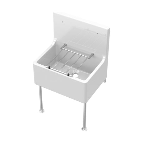 [BKS260] Single Bowl  Fireclay Ceramic Cleaner Sink w.Grid - Multiple Sizes and Accessories - Cutout