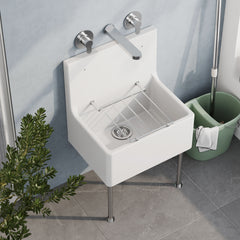[BKS260] Single Bowl  Fireclay Ceramic Cleaner Sink w.Grid - Multiple Sizes and Accessories - Lifestyle 2