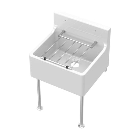 [BKS261] Single Bowl  Fireclay Ceramic Cleaner Sink w.Grid - Multiple Sizes and Accessories - Cutout