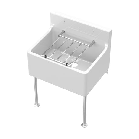 [BKS262] Single Bowl  Fireclay Ceramic Cleaner Sink w.Grid - Multiple Sizes and Accessories - Cutout