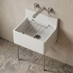 [BKS262] Single Bowl  Fireclay Ceramic Cleaner Sink w.Grid - Multiple Sizes and Accessories - Silo