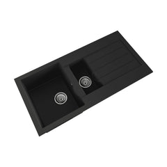 [BKS41050SH] 100cm Composite Inset Kitchen Sink with Overflow & Drainer - Available in Multiple Colours - Cutout