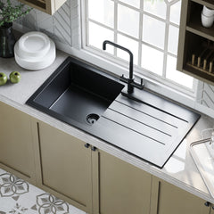 [BKS41050S] 100cm Composite Inset Kitchen Sink with Overflow & Drainer - Available in Multiple Colours - Lifestyle 2