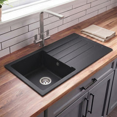 [BKS41050S] 100cm Composite Inset Kitchen Sink with Overflow & Drainer - Available in Multiple Colours - Silo