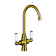 [BKT002BG] Traditional Dual Handle Kitchen Mixer Tap - Brushed Gold - Cutout