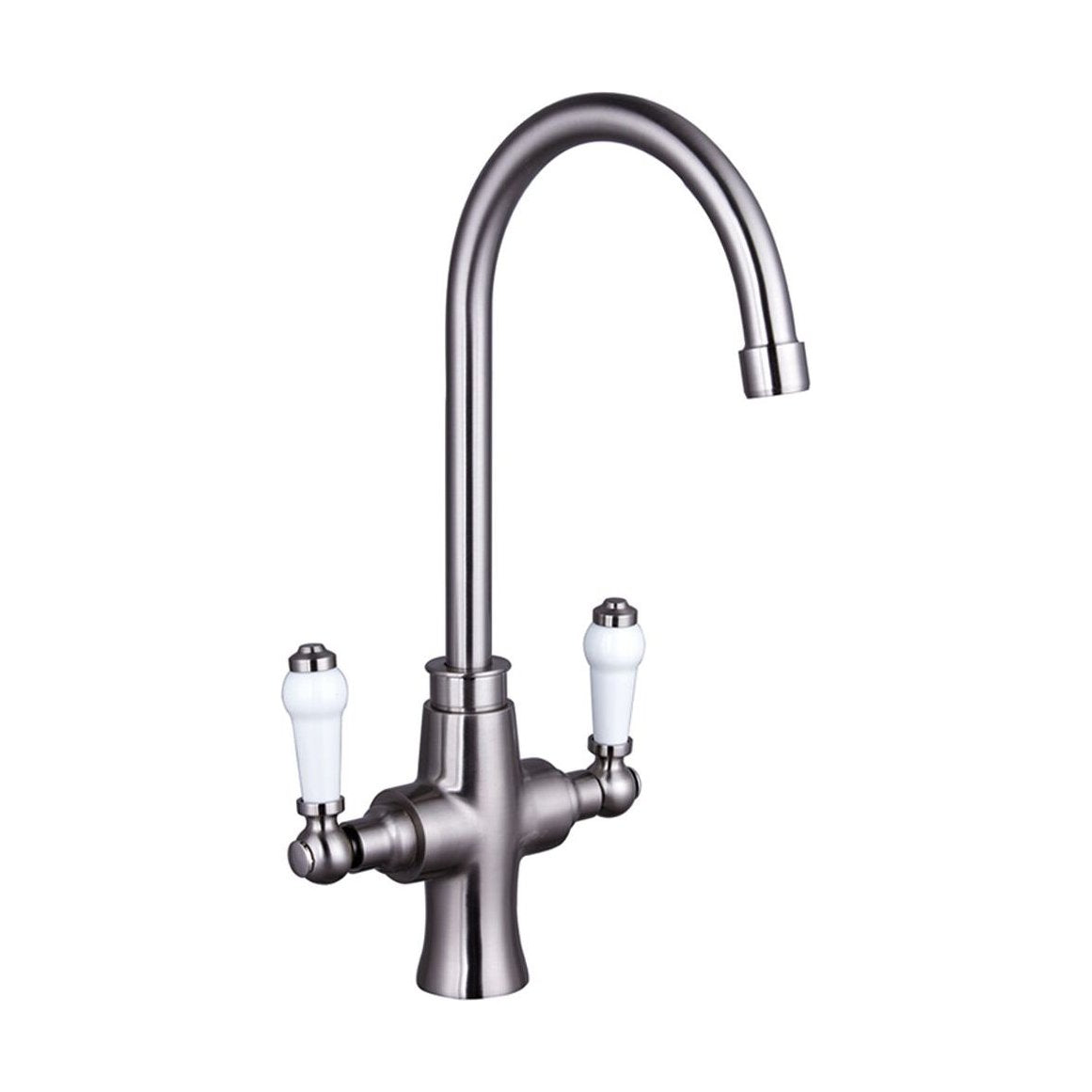 [BKT002BN] Traditional Dual Handle Kitchen Mixer Tap - Brushed Nickel - Cutout