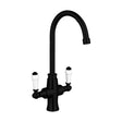 [BKT002K] Traditional Dual Handle Kitchen Mixer Tap - Black - Cutout