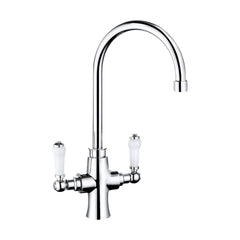 [BKT002] Traditional Dual Handle Kitchen Mixer Tap - Chrome - Cutout