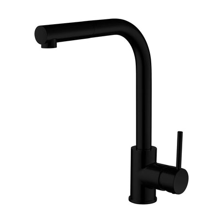 [BKT004K] Contemporary Pull Out Single Lever Kitchen Mixer Tap - Black - Cutout