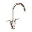 [BKT005BN] Balterley Contemporary Pull Out Dual Lever Kitchen Mixer Tap with Rounded Swivel Spout - Brushed Nickel - Cutout