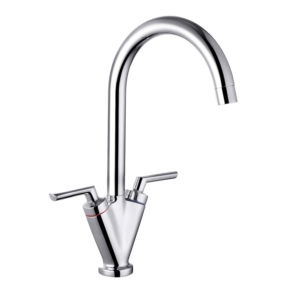 [BKT005CP] Contemporary Dual Lever Round Kitchen Sink Mixer Tap, Choice of Colour - Cutout