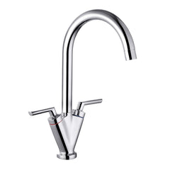 [BKT005CP] Contemporary Dual Lever Round Kitchen Sink Mixer Tap, Choice of Colour - Cutout