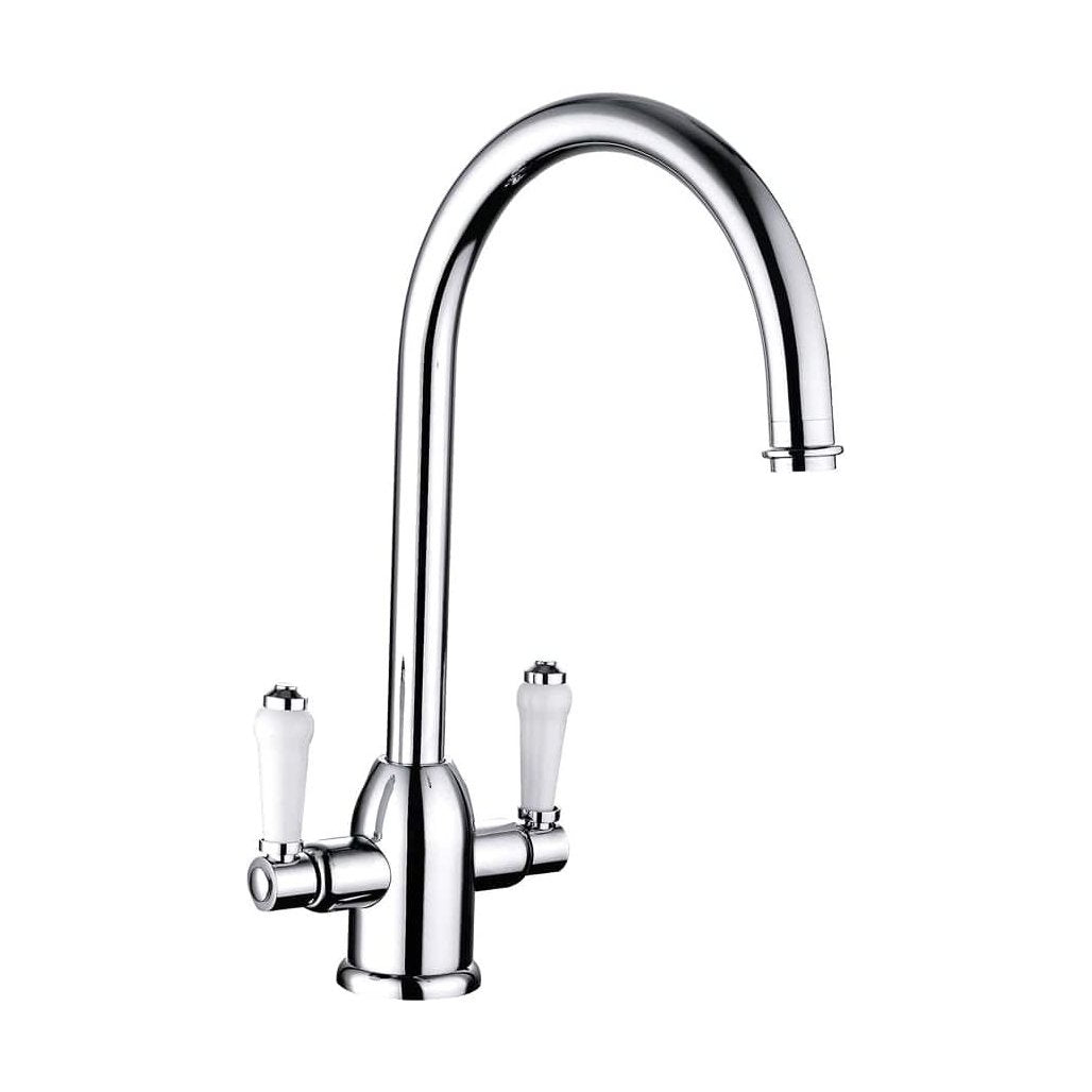 [BKT007] Traditional Dual Handle Kitchen Mixer Tap - Chrome - Cutout