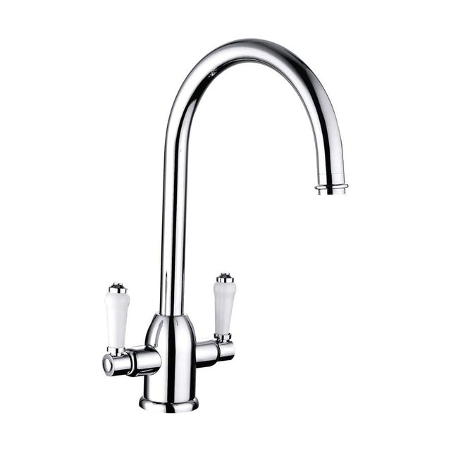 [BKT007] Traditional Dual Handle Kitchen Mixer Tap - Chrome - Cutout