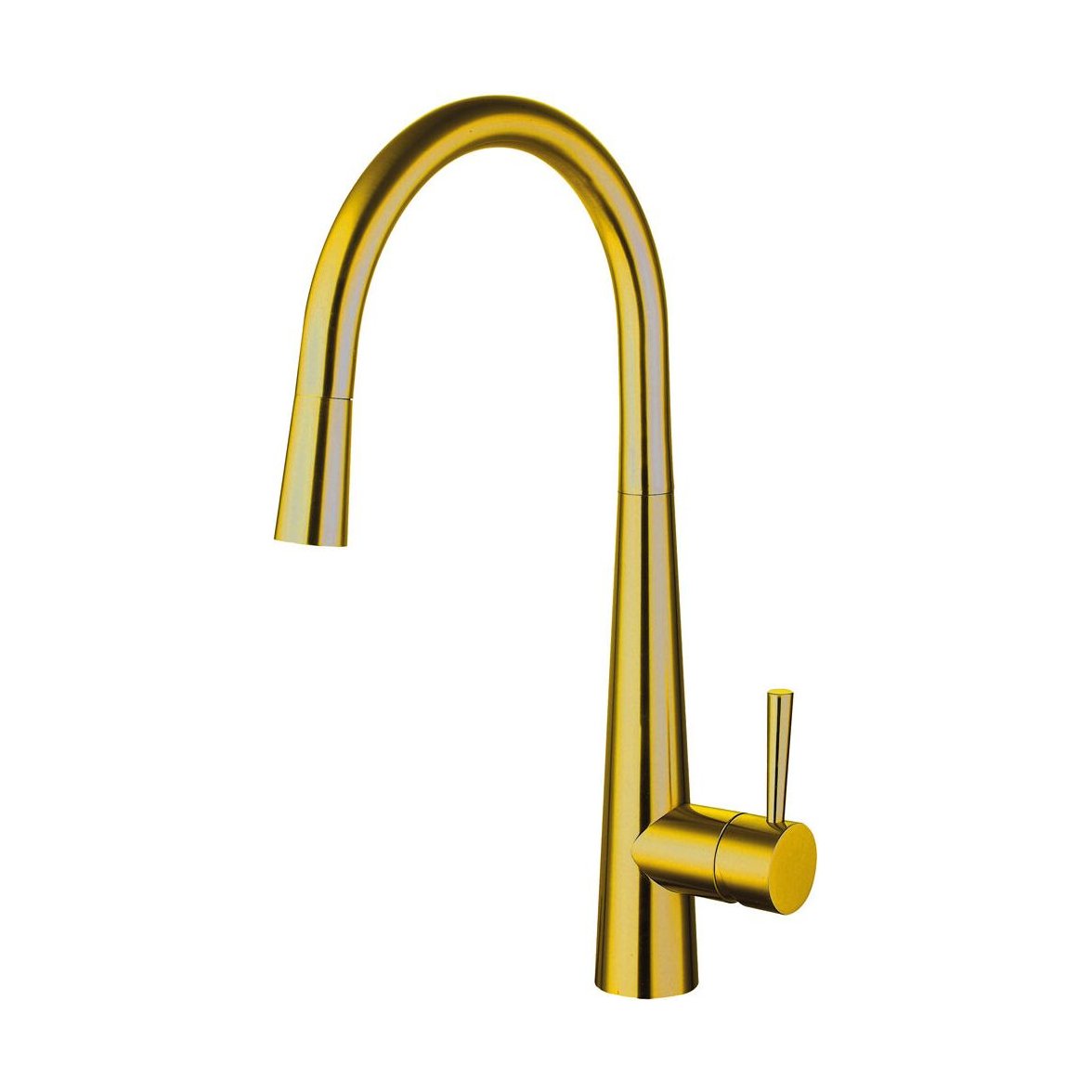 [BKT009BG] Balterley Contemporary Pull Out Single Lever Kitchen Mixer Tap with Rounded Swivel Spout & Brushed Gold Finish - Cutout