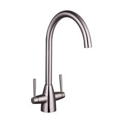 [BKT015BN] Contemporary Dual Handle Kitchen Mixer Tap - Brushed Nickel - Cutout