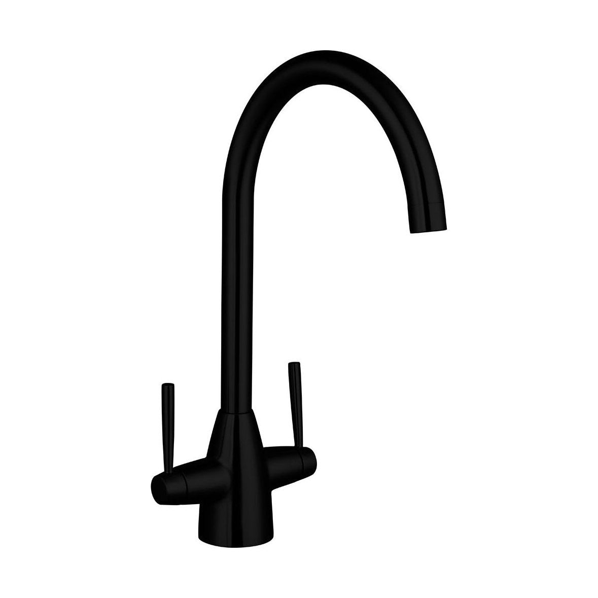 [BKT015K] Contemporary Dual Handle Kitchen Mixer Tap - Black - Cutout