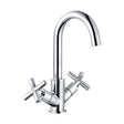 [BKT017] Contemporary Cross Handle Kitchen Mixer Tap - Chrome - Cutout